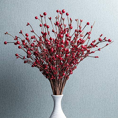 Artificial Red Berry Stems Christmas Holly Berry Branches Red Berry Picks  for
