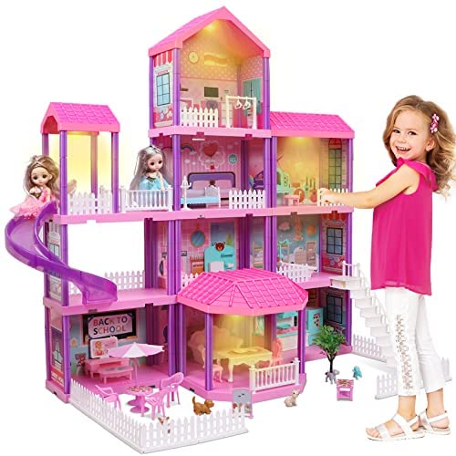 Beverly Hills Doll Collection Wooden Dollhouse Furniture Set for Kids -  Miniature Dollhouse Accessories 24PCS Doll House Furnishings with Kitchen,  Living Room, Bedroom, and Bathroom for Doll Family