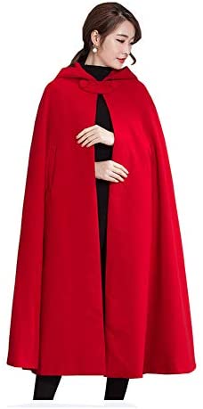  SUFCOMOU Cape Coat Women Hooded Poncho Cloak Vintage Plus Size  Outwear Open Front Jacket Wool Blend Trench Coat Winter Button Front Split  Sleeve Casual Top Baggy Solid Warm Loose Clothes Black 