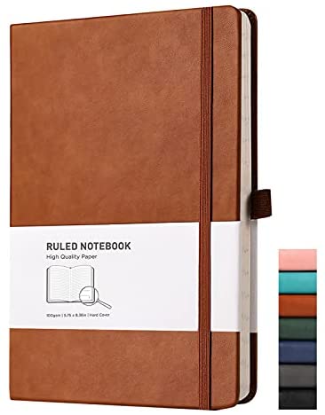 Evergreen Forest American-Made Embossed Leather A5 Writing Journal Cover, 6  x 9-inch + Refillable Hardbound Insert Book