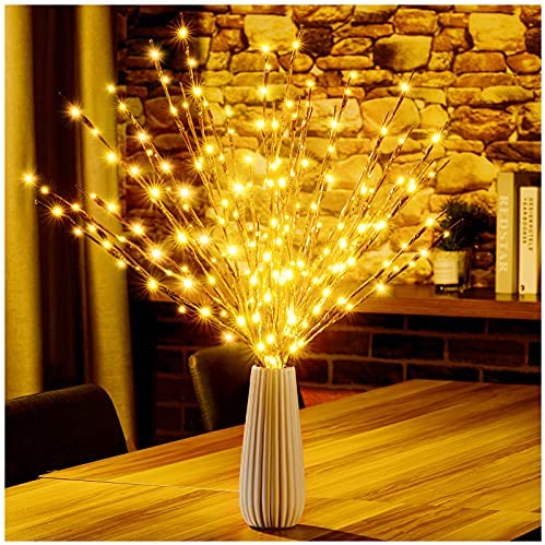 Birchlitland Lighted Birch Branches with Timer Battery Operated 18in 70L Warm White LED Fairy Lights, Artificial Decorative Branch Lights for Home