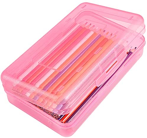 10 Pcs Plastic Pencil Box Large Capacity Pencil Case Box with Snap