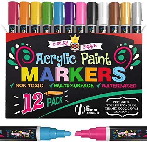 Magicfly Double-Sided Acrylic Paint Markers with Reversible Tip 24 Colors