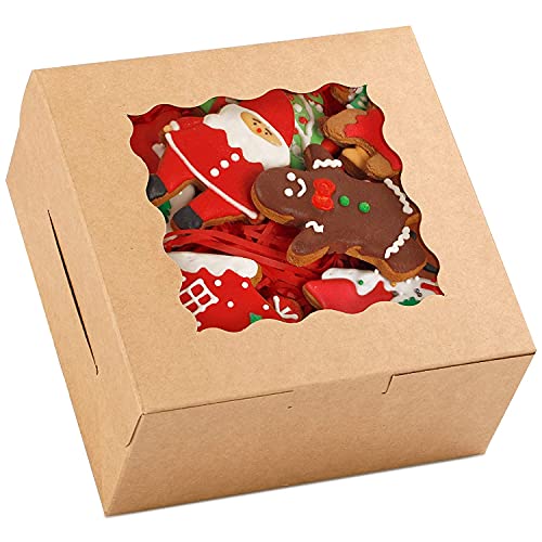 25 Pack] Kraft Pie Boxes - 6x6x3 Inch Brown Boxes for Baked Goods - Small  Boxes for Cookies, Cake, Cheesecake, Muffins, Dessert, Macaroon, Sweets -  Bulk Recyclable Paper Cardboard Square Gift Boxes 