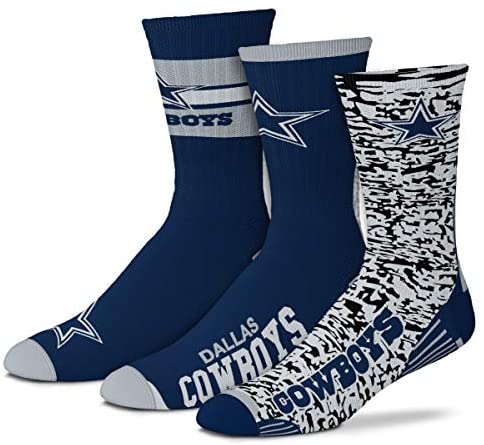 FBF - NFL Adult Team Logo Big Top Mismatch Dress Socks Footwear for Men and Women Game Day Apparel - Dallas Cowboys (Medium)