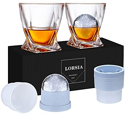 veecom Whiskey Glass Set of 2, 10 oz Crystal Whiskey Glasses Thick Bottom Bourbon Glasses Old Fashioned Rocks Glass Tumbler for Scotch, Cocktail