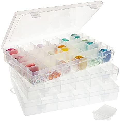 12 Pack 3.5x2.6x1.1 Inches Small Clear Plastic Box Storage Containers with  Hinged Lid Rectangular for Organizing Small Parts, Office Supplies, Clips 