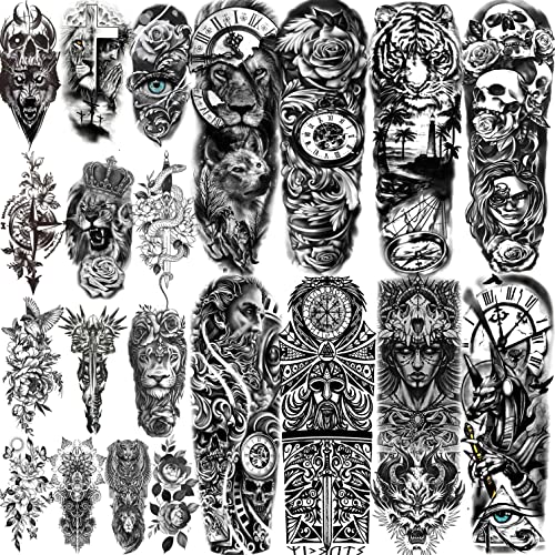  EeXUAN Nordic Mythology Odin War God Full Arm Waterproof  Temporary Tattoos Men Kit Tattoo Arm Sleeves Tatoo Stickers Fake Tatoo Men  : Beauty & Personal Care