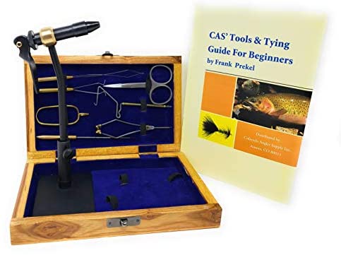 XFISHMAN Beginners-Fly-Tying-Materials Kit for Fly Tieing Starter Fly Tying Hooks Thread Brass Beads Heads Flashabou Dubbing Rubber Legs Flies