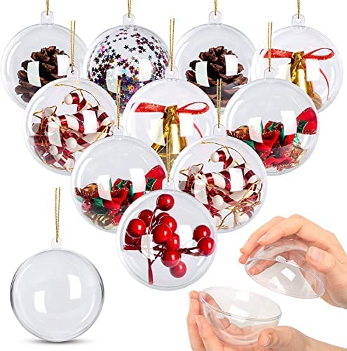 20 Pack 80mm\\/3.15in Fillable Clear Ornaments Balls, Diy Plastic Christmas  Tree