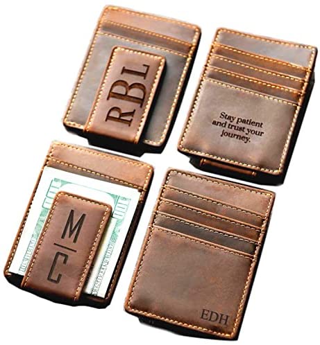 HOJ Co. WYATT Money Clip Wallet | Minimalist Card Wallet with Money Clip |  Slim Front Pocket Wallet | Full Grain Leather Men's Wallet
