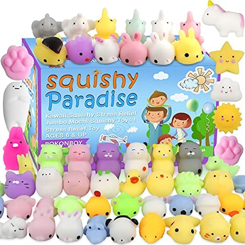 POKONBOY 30 PCS Squishies Mochi Toys, Mini Kawaii Squishy Animals