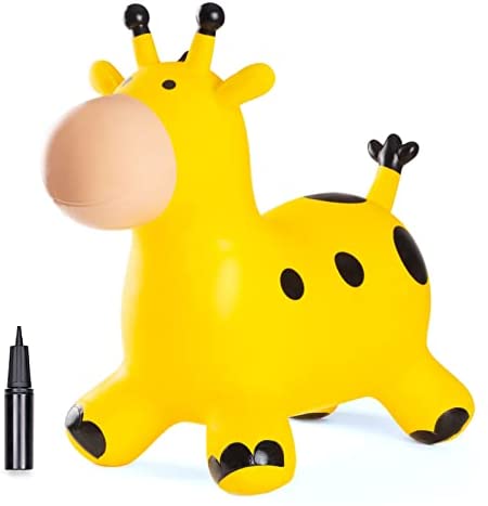 Honoson 2 Pcs Giraffe Bounce Horse Hopper Inflatable Jumping Horse with  Pump Bouncy Ride on Rubber Bouncing Animal Toys for Kids Toddlers Children