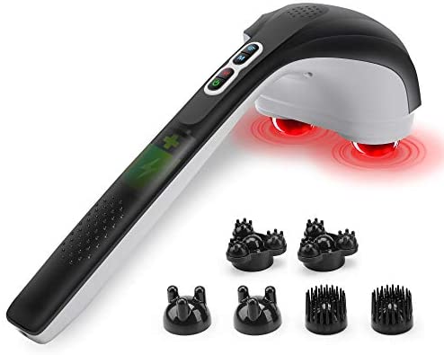  Handheld Percussion Massager with Heating 6 Interchangeable  Massage Nodes Stepless Speed : Health & Household