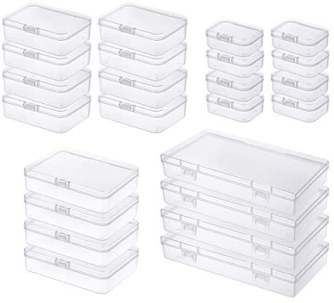 QUEFE 28 Pack Plastic Storage Boxes Small Rectangular Organizer Containers  with Lids