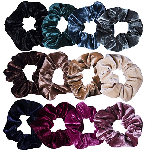 Whaline 12 Pack Hair Scrunchies Premium Velvet Scrunchy Elastic Hair Bands  for Girls or Women Hair Accessories (12 Colors)