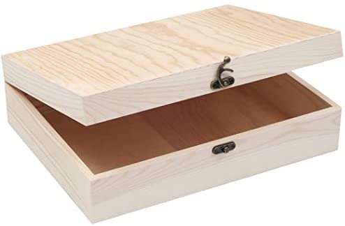 Creative Deco Large Wooden Storage Box with Hinged Lid