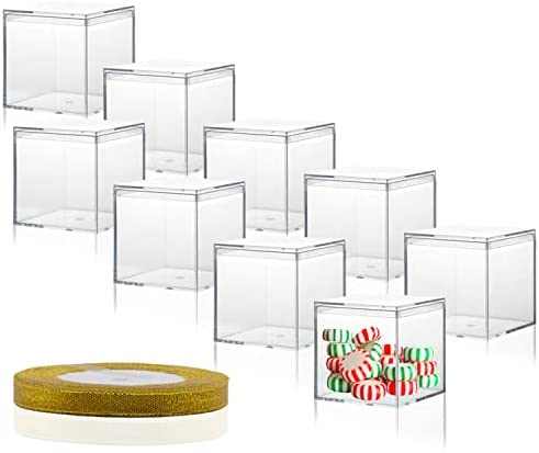 36 Pack Acrylic Square Cube, Small Clear Box with Lids, Treat Gift
