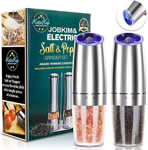 SIMPLETASTE Electric Salt Pepper Grinder Set One Hand Stainless Battery  Operated