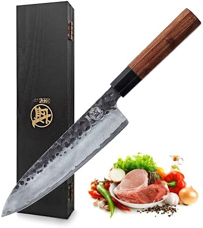  FULLHI 12pcs Japanese Gyuto Chef Knife set Professional Hand  Forged Kitchen Chef Knife, 3 Layers 9CR18MOV High Carbon Meat Sushi Knife  Rosewood Handle with knife bag: Home & Kitchen