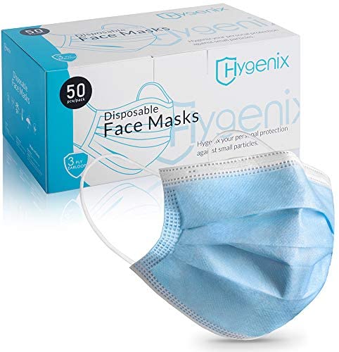 1 box 50pcs Disposable Face Masks, Breathable 3-Ply with Nose Clip and Ear  Loops, 50-Pack, Blue