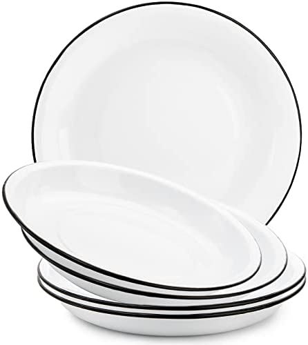 4 ENAMEL DINNER PLATES | PLAIN