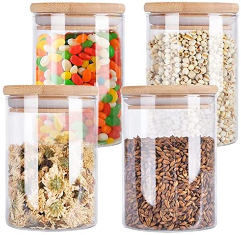 Vtopmart 34oz Glass Food Storage Jars with Airtight Clamp Lids, 3 Pack