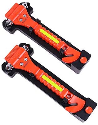 MOTORBUDDY Car Safety Hammer 2-Pack, Auto Emergency Escape Hammer with  Window Breaker and Seat Belt Cutter, Striking Red Emergency Escape Tool for  Car