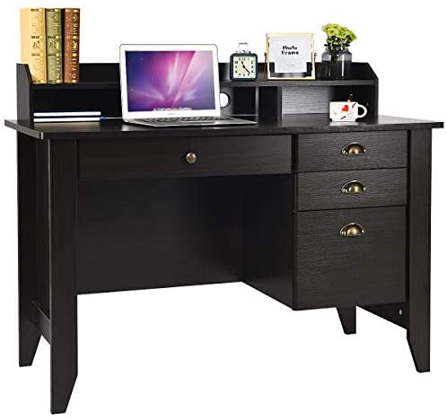 ADORNEVE Writing Desk with 7 Drawers Home Office Desk with Hutch Student Desk Study Table Small White Desk Solid Pine Wood Legs