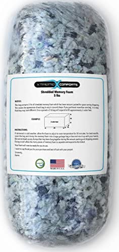Shredded Memory Foam Refill 5 Pounds Pillows Cushions Chairs Dog Beds Crafts New 
