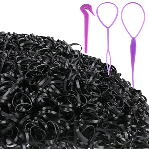 Mini Rubber Bands, Soft Elastic Bands, Premium Small Tiny Black Rubber Bands  For Kids Hair, Braids Hair, Wedding Hairstyle (1000 Pieces, Black)