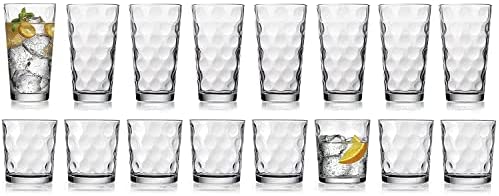 Le'raze Set of 12 Coastal Color Everyday Drinking Glasses - 4 Tall Highball  Glass Cups, 17oz. - 4 Juice Glasses, 7oz. - 4 Rock Drinking Glass, 13oz.