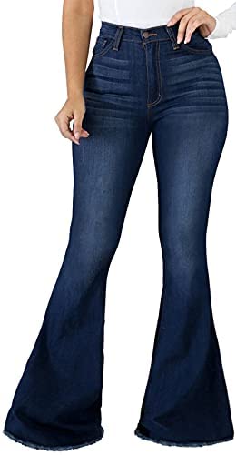 BessCops Womens Ripped Bell Bottom Plus Size Jeans Elastic Waist Flared  Jean Pants at  Women's Jeans store