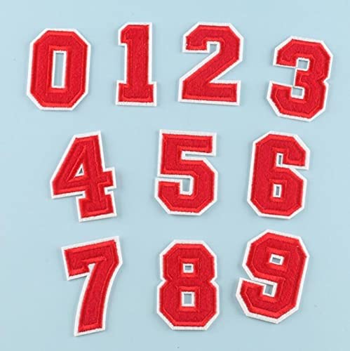 30pcs Small Iron on Numbers, White Heat Transfer Numbers 2 inch 0 to 9 Sew on Embroidered