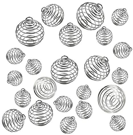 100pcs Spiral Bead Cages Pendants, Crystal Holder For Stones With Small  Hoop Silver Plated, Necklace Cage Pendant Charm For Jewelry Making, DIY  Crafting Findings (9mm,15mm,20mm,25mm)