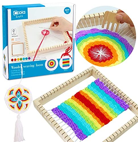 Mikimiqi Wooden Multi-Craft Weaving Loom Large Frame 9.85x 15.75x 1.3  Inches To Handcraft For Kids