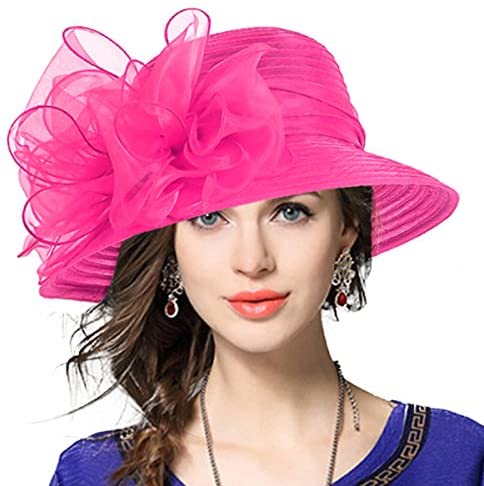 Church Derby Dress Cloche Hat Sweet Cute Floral Bucket Hats Facinators Hats  for Women Tea Party White Horse Headband