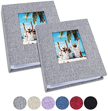 Yeaqee 20 Packs Photo Album 4x6 Small ​Picture Album Linen Cover Memory  Book with Front Window 26 Clear Pages Hold 52 Pictures ​for Wedding