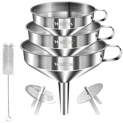  Kitchen Funnels for Filling Bottles, YGDZ 3pcs  Small/Medium/Large Food Grade Stainless Steel Metal Kitchen Funnels Set for  Essential Oil Spices Liquid, 2pcs Cleaning Brushes : Home & Kitchen