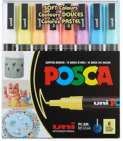 Uni Posca Paint Marker Pen PC-5M , Medium Point, White Ink, Value Set of 3