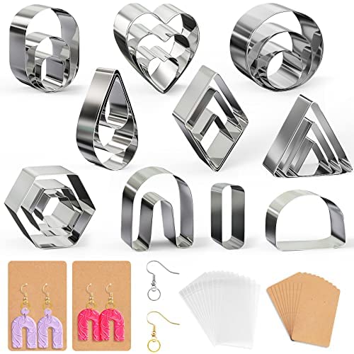 Keoker 24 Mini Clay Cutters with Screw Handle, Polymer Clay Cutters for  Earrings
