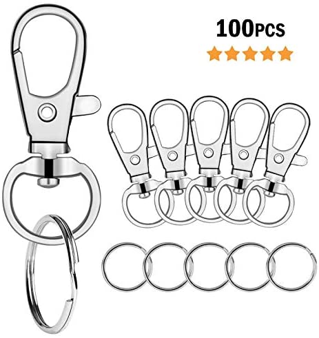 Hotop 35 Pieces Swivel Clasps with D Rings Lanyard Snap Hooks Keychain Clip  Hook Metal Lobster Claw Clasps for Lanyard Key Rings Crafting Purse Sewing