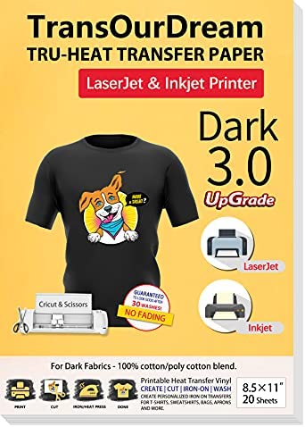 A-SUB Printable Heat Transfer Paper for White/Light Fabric 8.5x11 inches 10 Sheets  Transfer Paper for Shirt Wash Durable, Long Lasting Transfer, No Cracking 