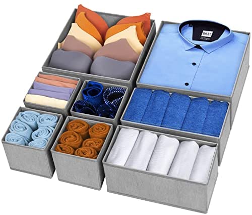 Criusia 8 Pack Underwear Drawer Organizers,Foldable Cloth Storage