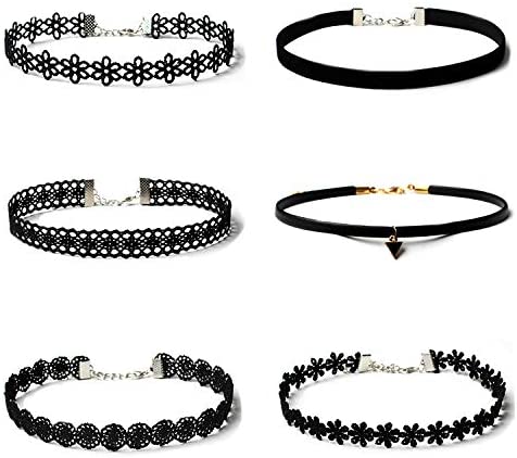 Zoestar Lace Choker Necklaces Vintage Black Elastic Stretch Necklace Chain  Accessories for Women