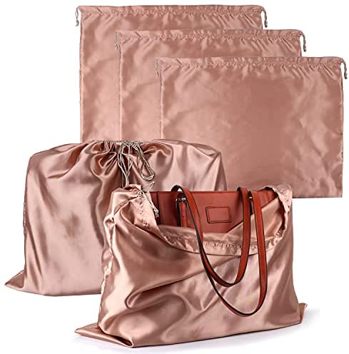 SunForMorning 5 Pack Silk Dustproof Drawstring Bag Travel Storage Pouch for Handbag Purse Shoes Boots 19.5 × 15.5 in Black 