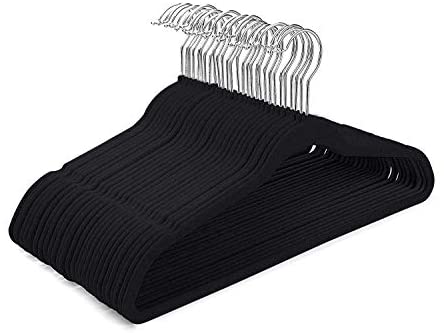 ZENY Premium Velvet Suit Hangers 100 Pack Non Slip Black Clothes Hanger  Hook 360 Swivel Ultra Thin