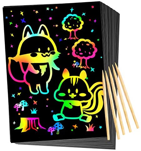 3pcs Rainbow Scratch Art Paper Pack In Large, Medium And Small