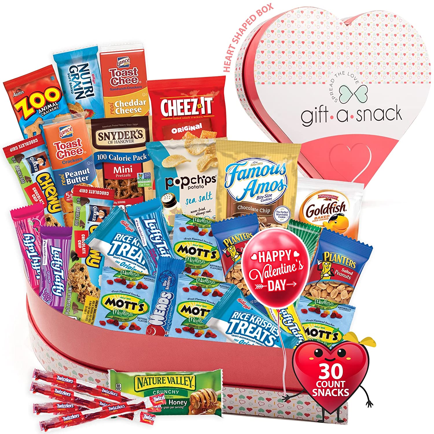  Valentine's Day Gift Care Package (50ct) Snacks Chocolates  Candy Gift Box Assortment Variety Bundle Crate Present for Boy Girl Friend  Student College Child Husband Wife Boyfriend Girlfriend Love Niece : Grocery