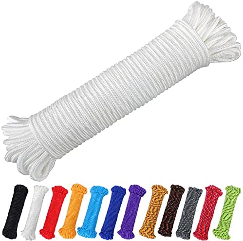 Flag Rope Nylon Rope and Clips Clothesline Clothes Drying Rope for Tie  Swing Climb and Knot 